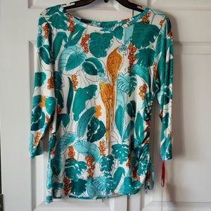 Tropical parrot print sparkled top